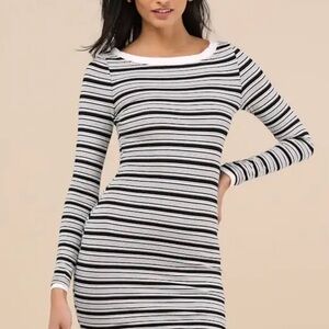 NWT Striped Black and White Long Sleeve Mini Dress (Sz M but fits like a small)